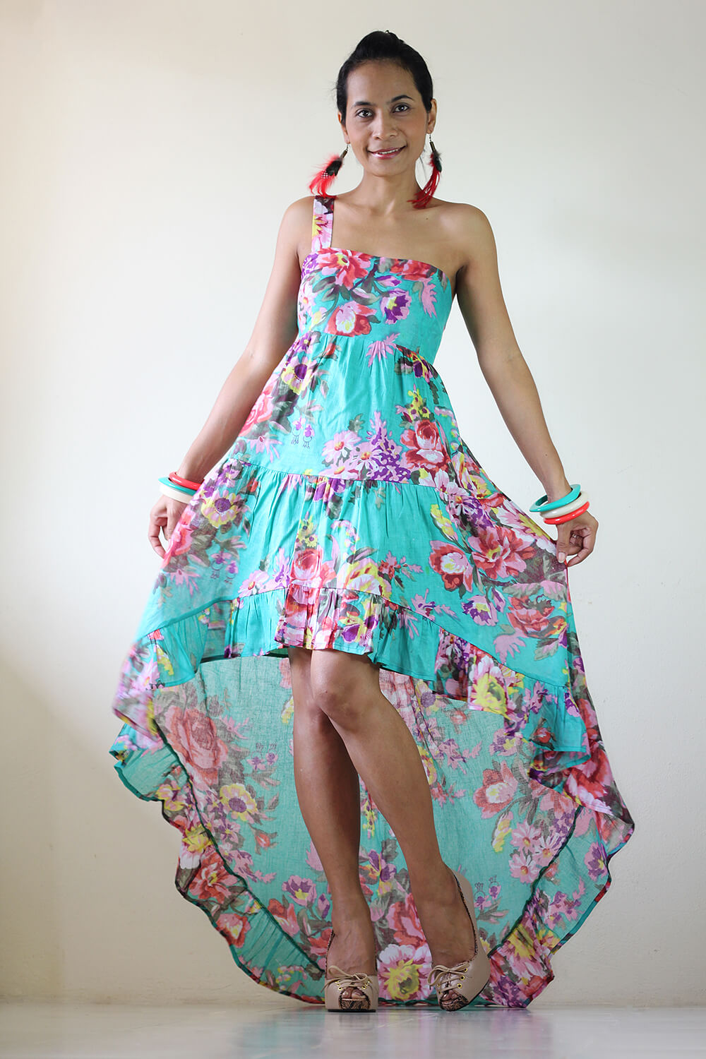 one strip floral dresses