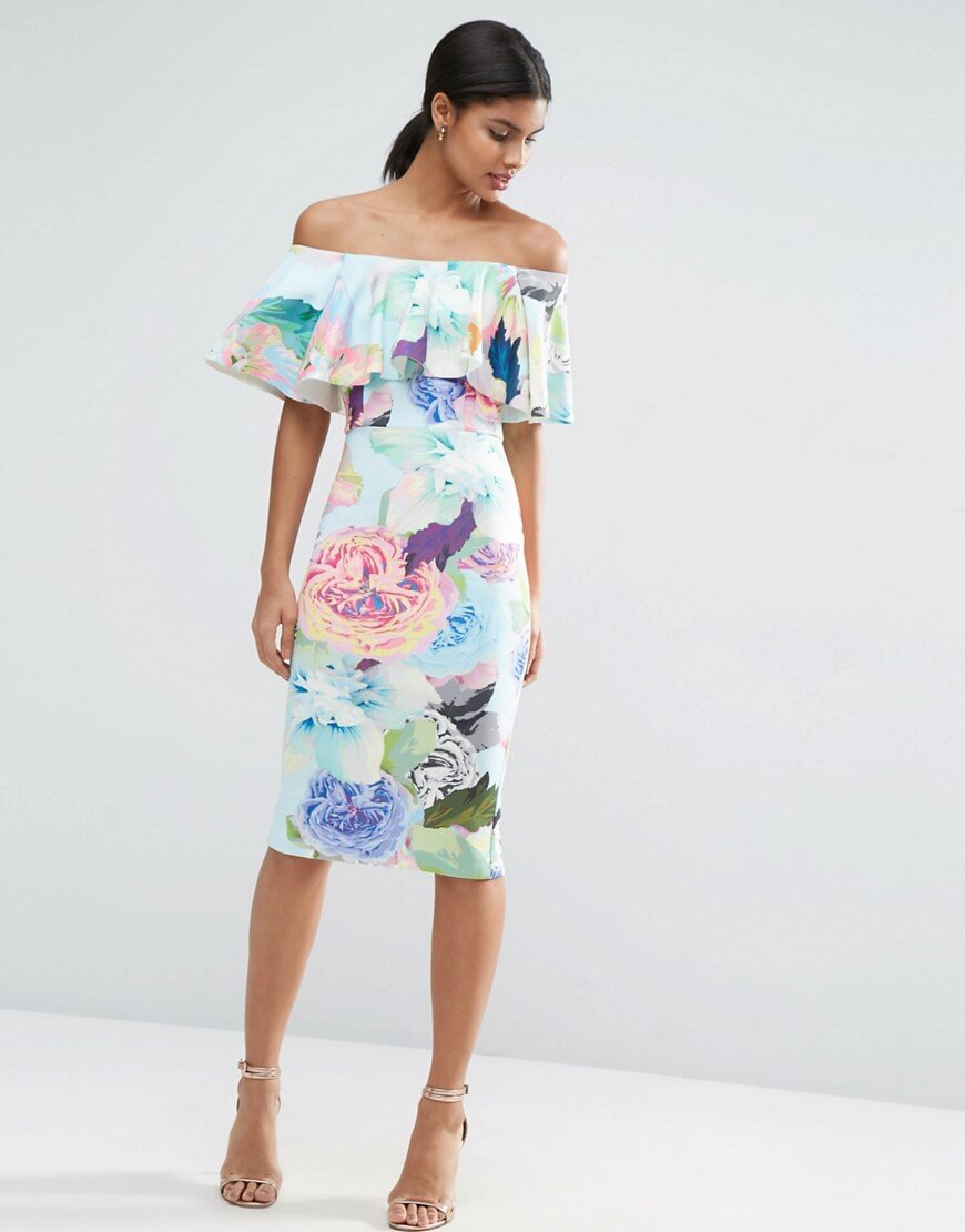 off sholder floral dresses