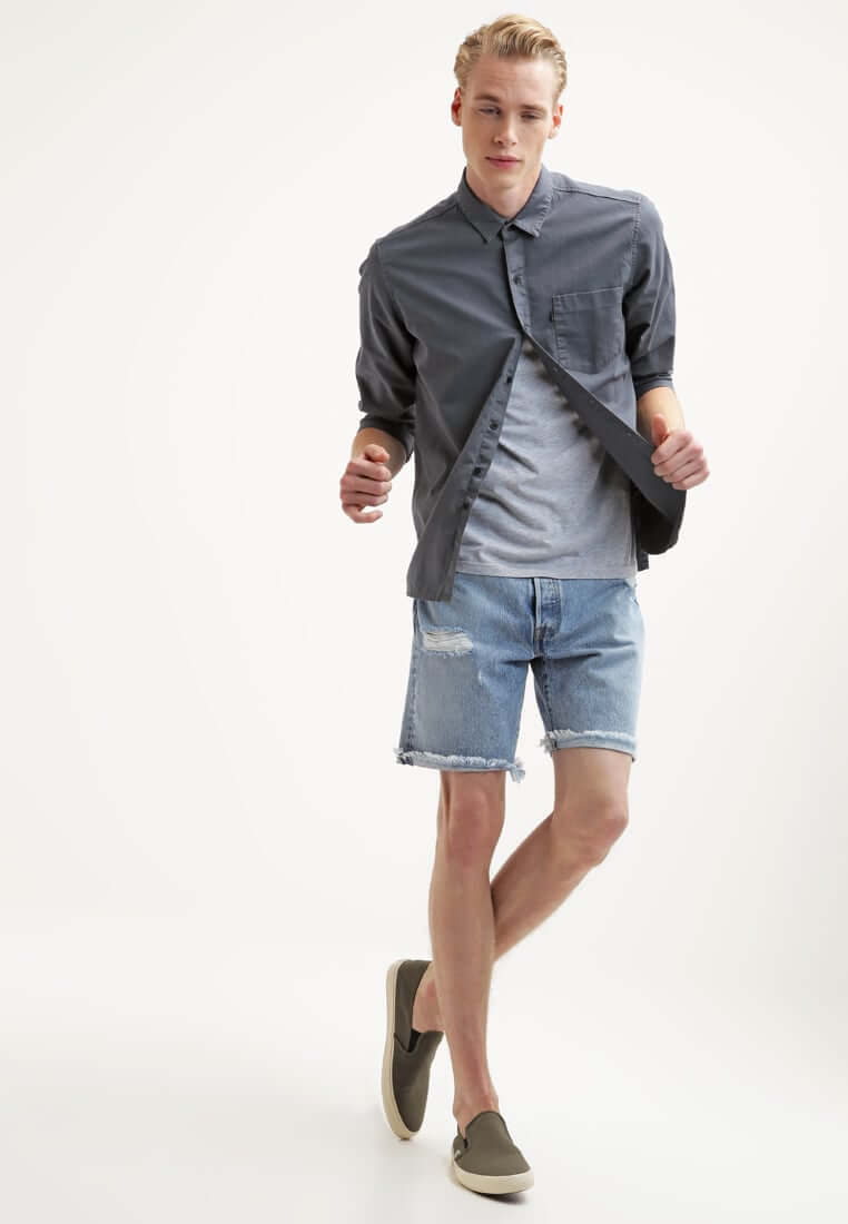 men's denim shorts with shirt