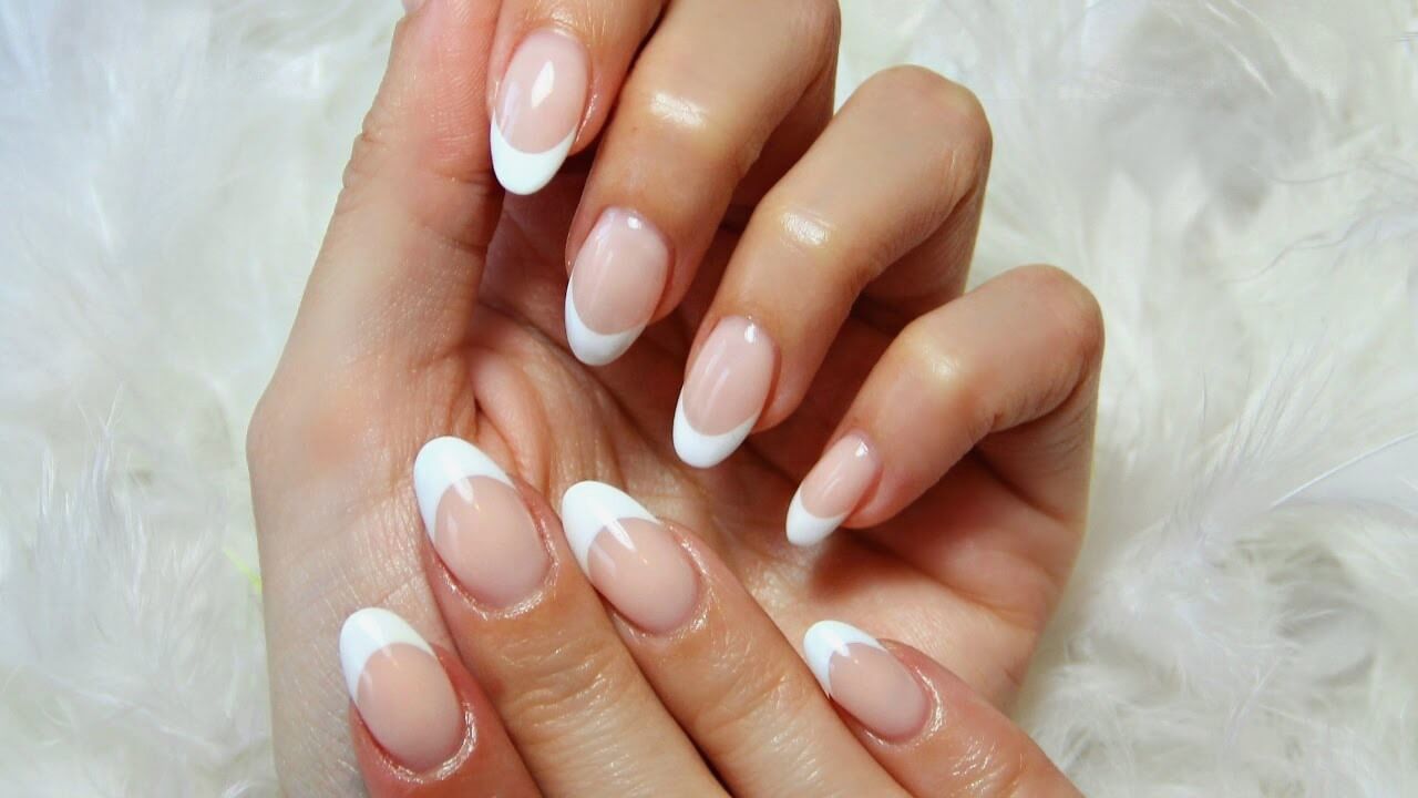 almond cut french nails designs