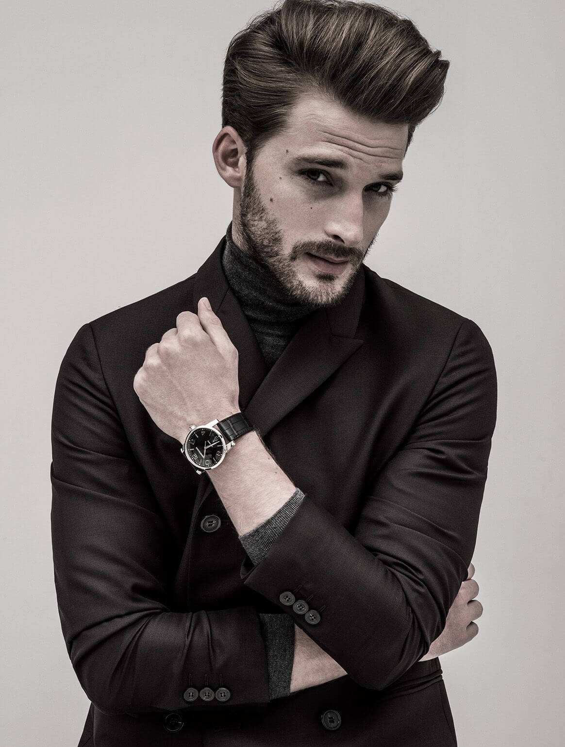 male model poses for photography