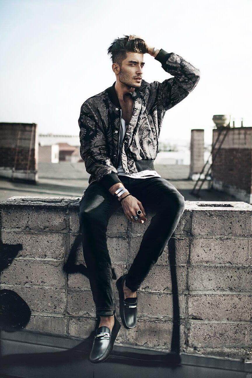 male model poses for photography