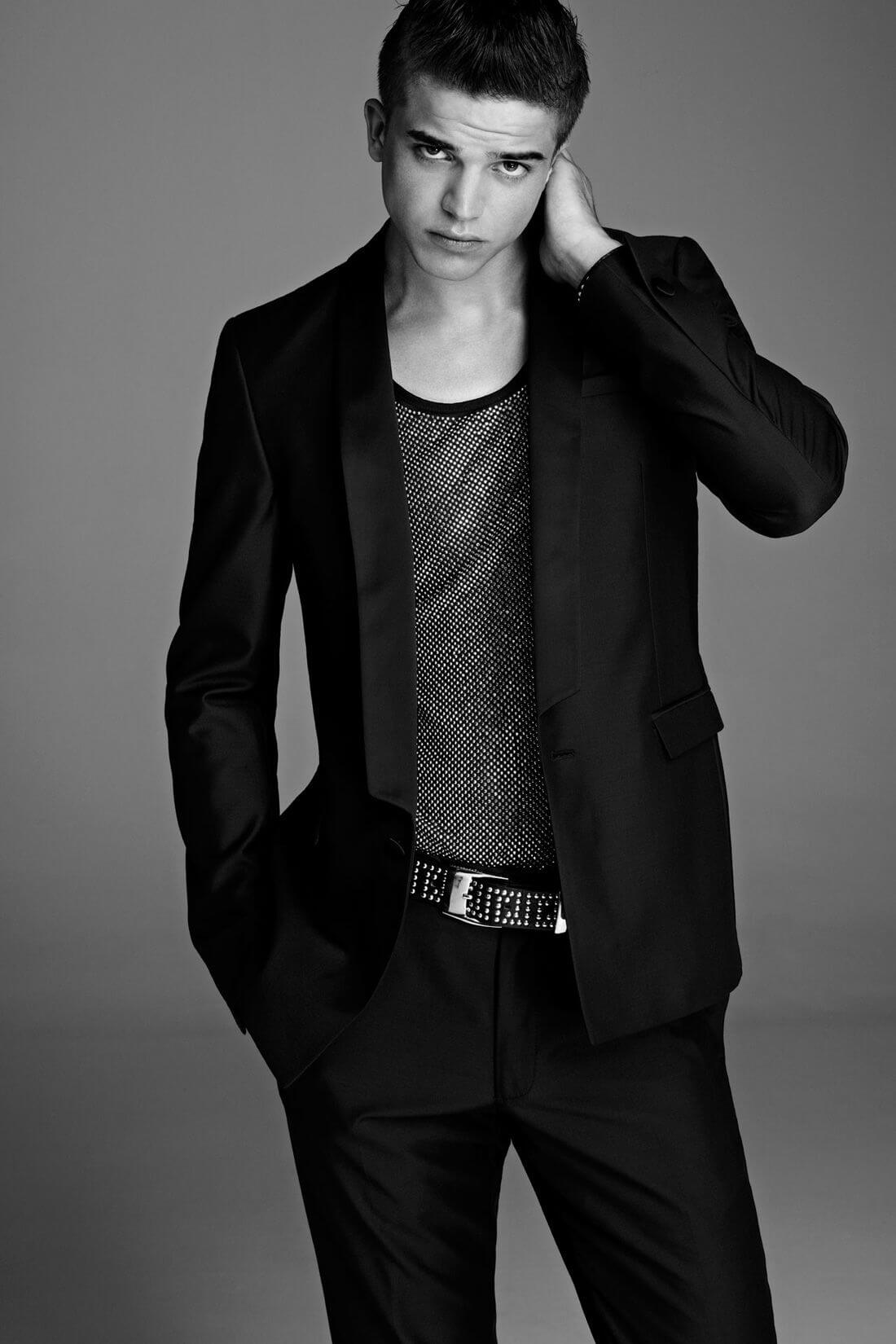 male model poses for photography