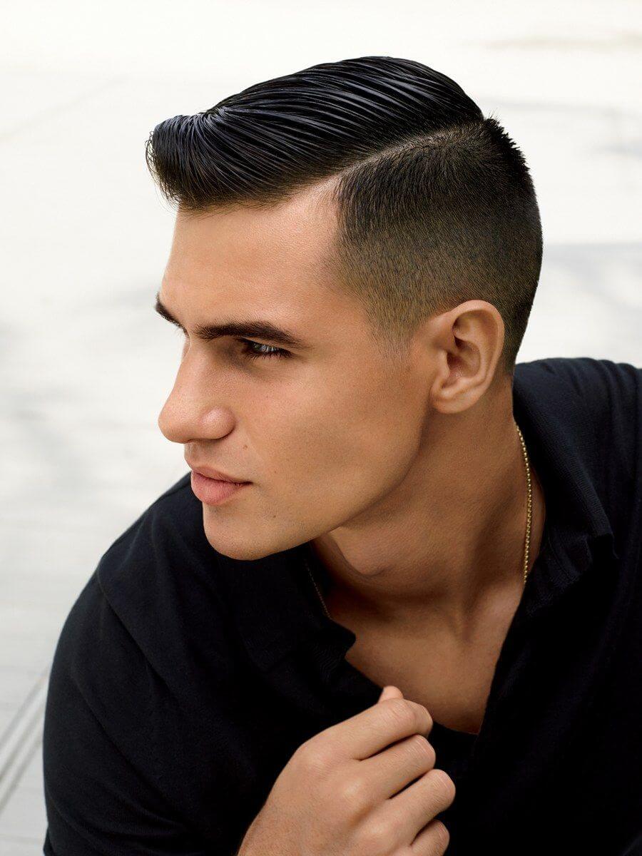 Faded sides with sleek side-parted mid length hairs