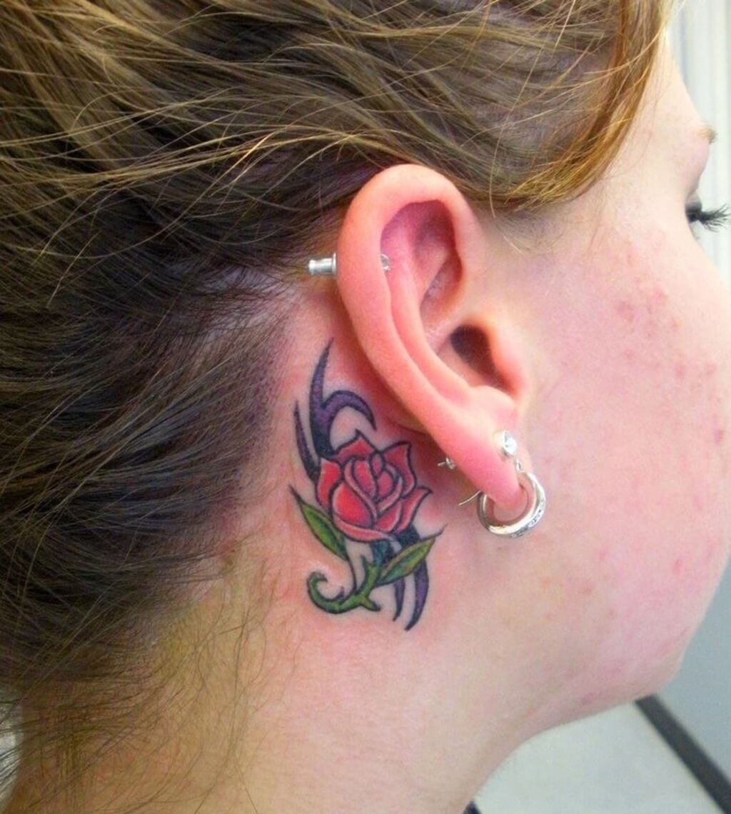 Rose behind the right ear by Femme Fatale Tattoo  Tattoogridnet