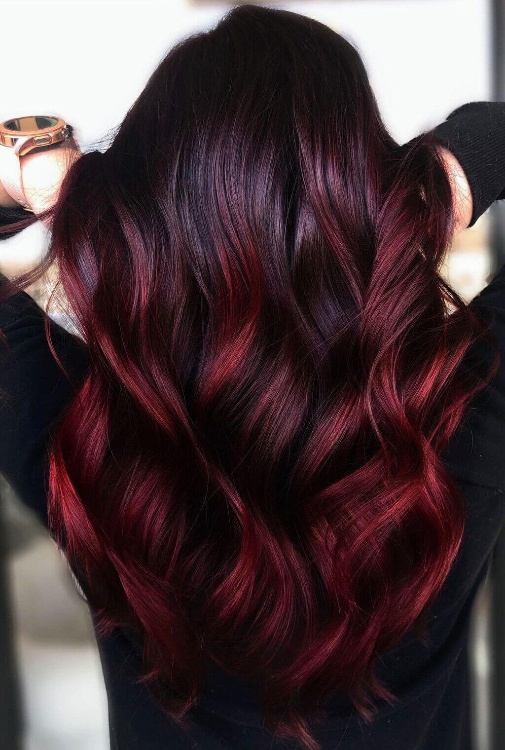 chrome salon - Ben did this deep burgundy Balayage on dark hair for a bold  and beautiful look . Call or text for an appointment | Facebook