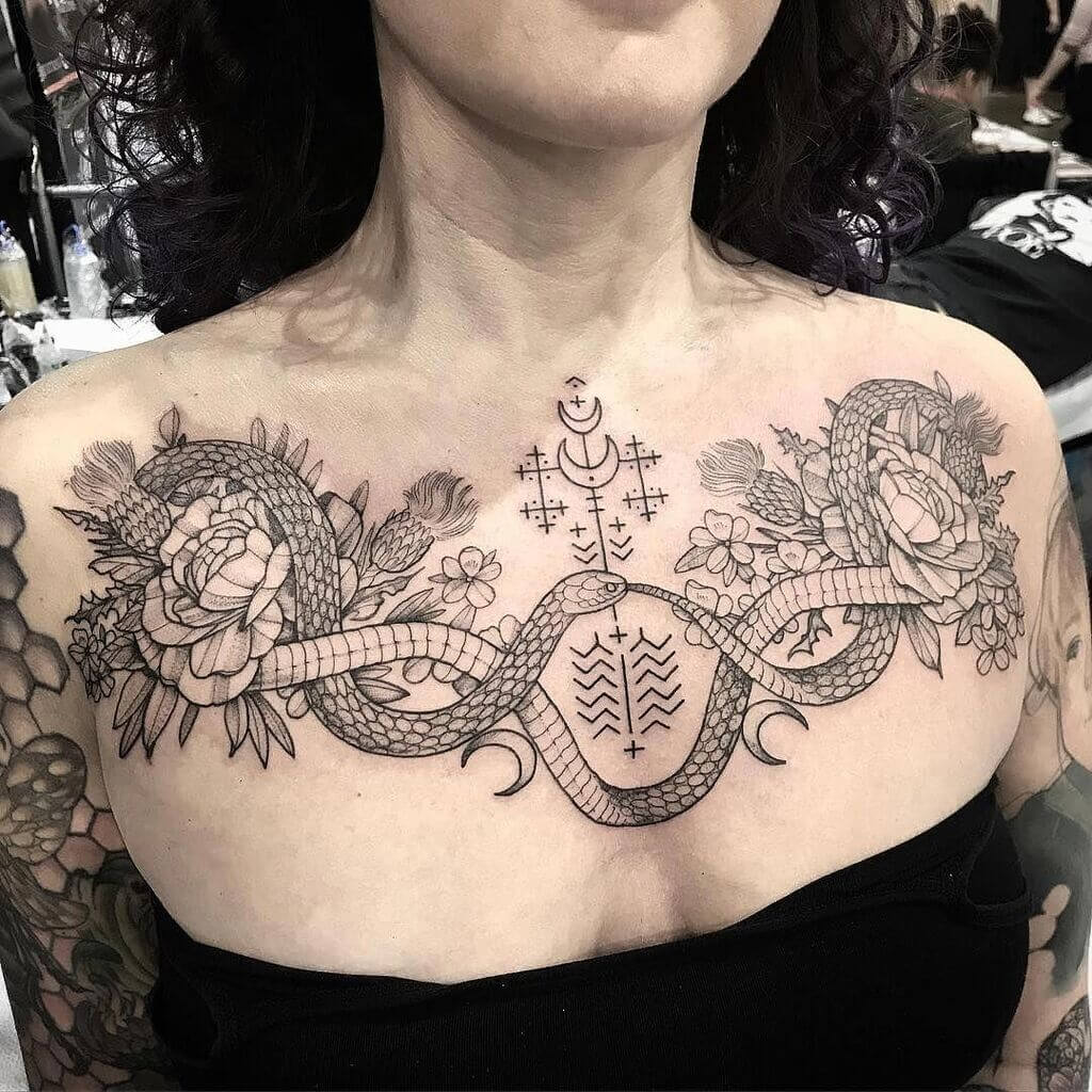 61 Most Outstanding Womens Chest Tattoo Designs  Psycho Tats