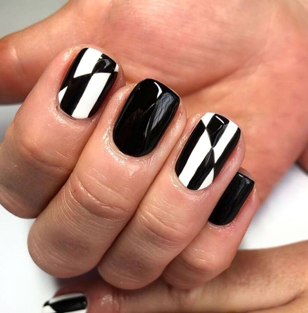 silver and black nails