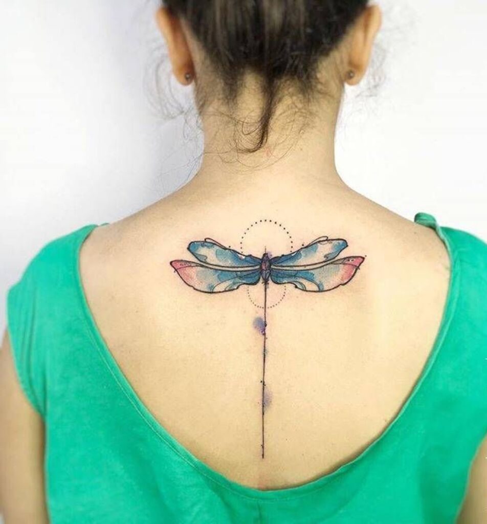 Beautiful Colorful Dragonfly Tattoo Design