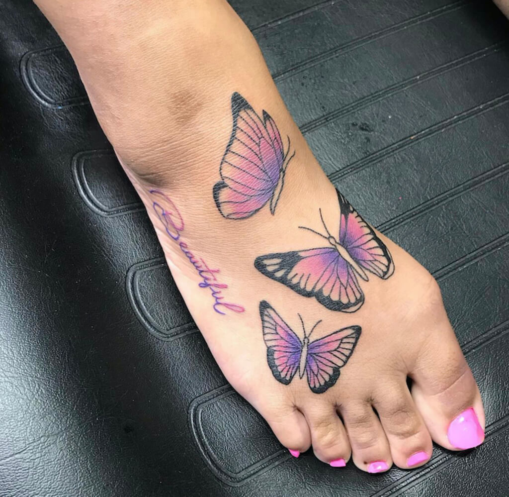 Flowers and Butterfly foot tattoo by Shadow3217 on DeviantArt