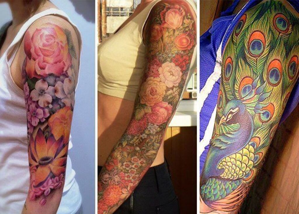 Rosy-Rosy Female Half Sleeve Tattoo 
