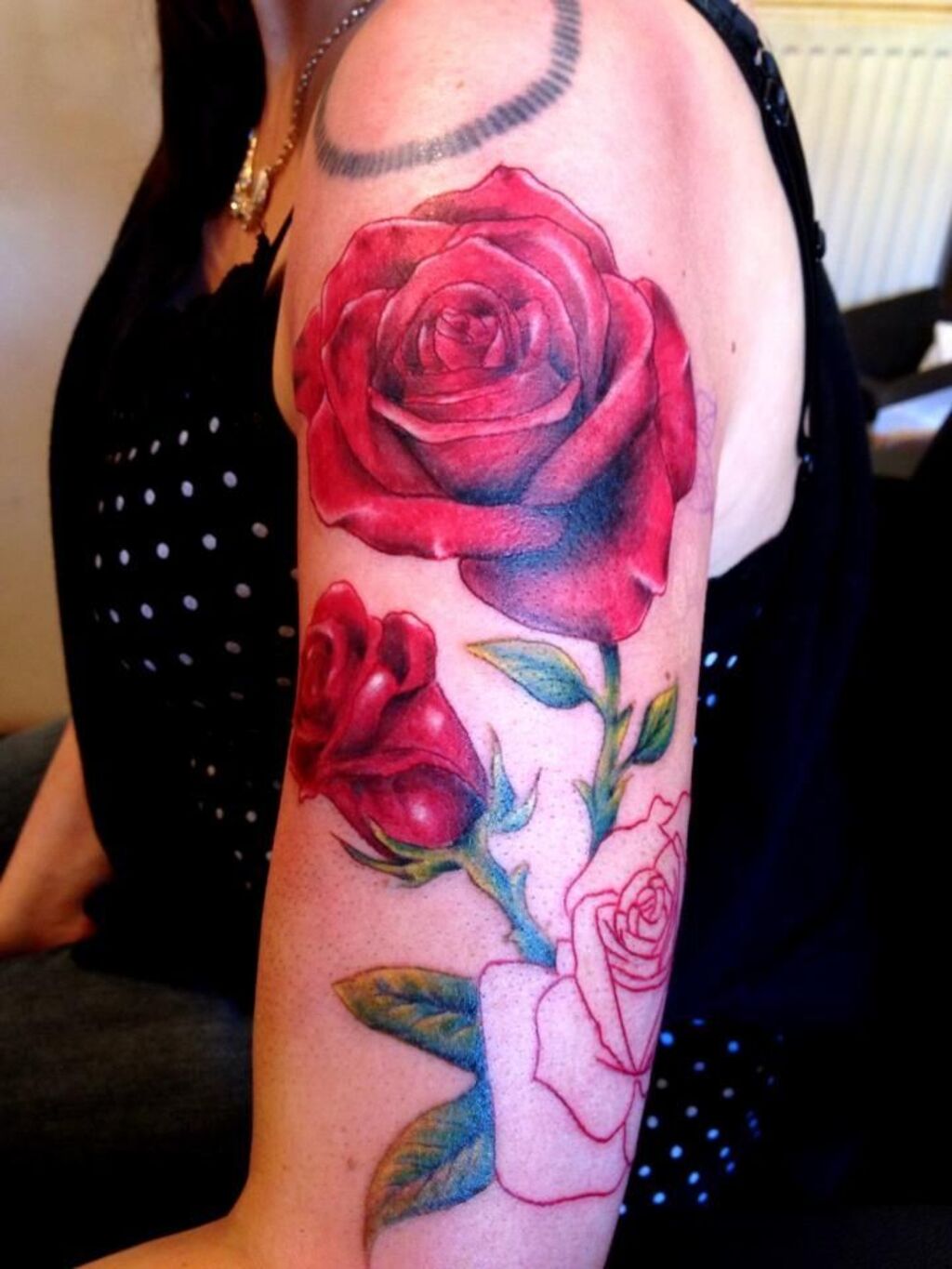 Love is Red Half Sleeve Tattoo