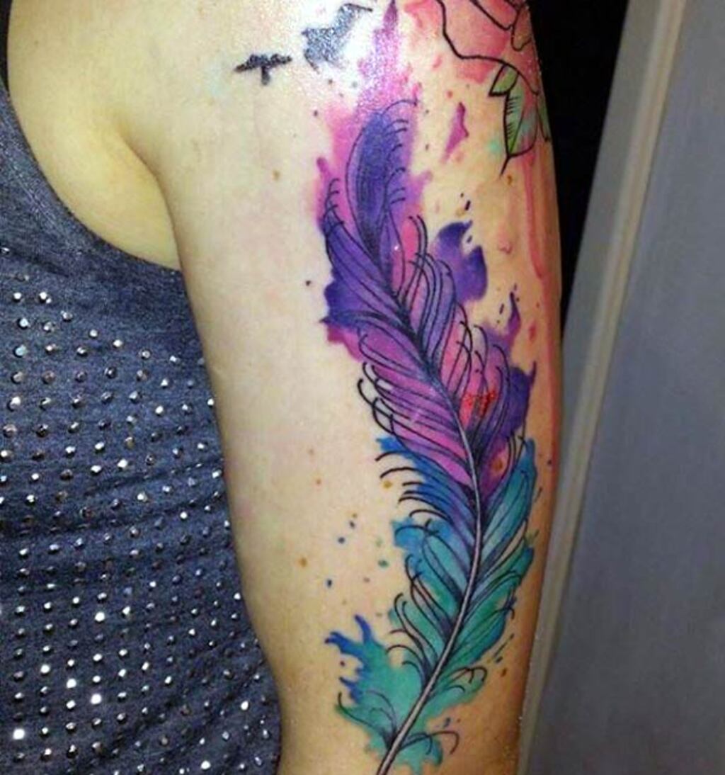 Feathers Female Half Sleeve unique Tattoo 