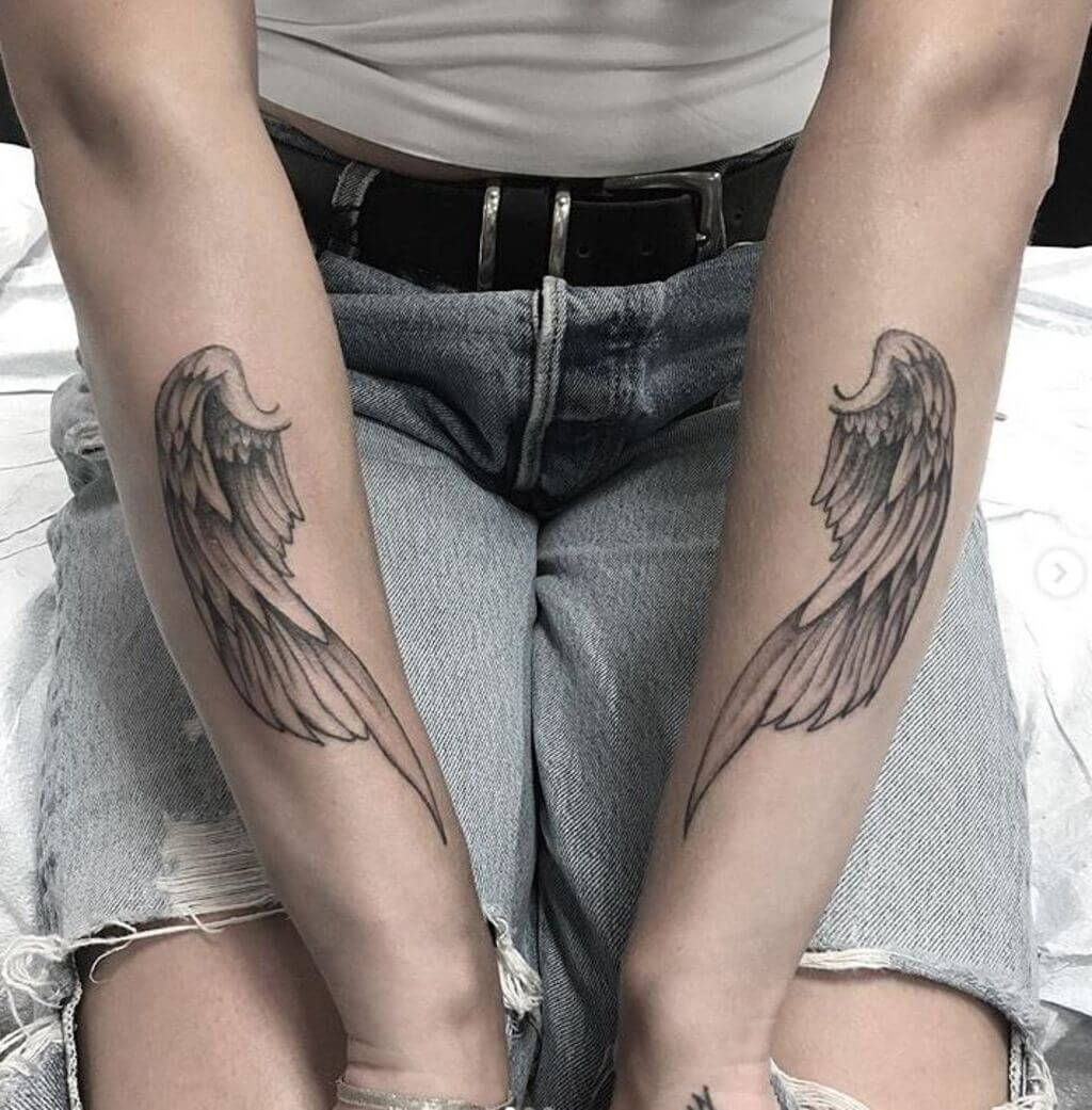 simple angel tattoos for women