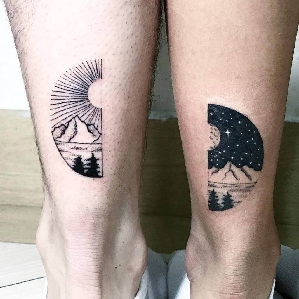 Perfectly Balanced Sun and Moon Matching Tattoos  Tattoo Glee