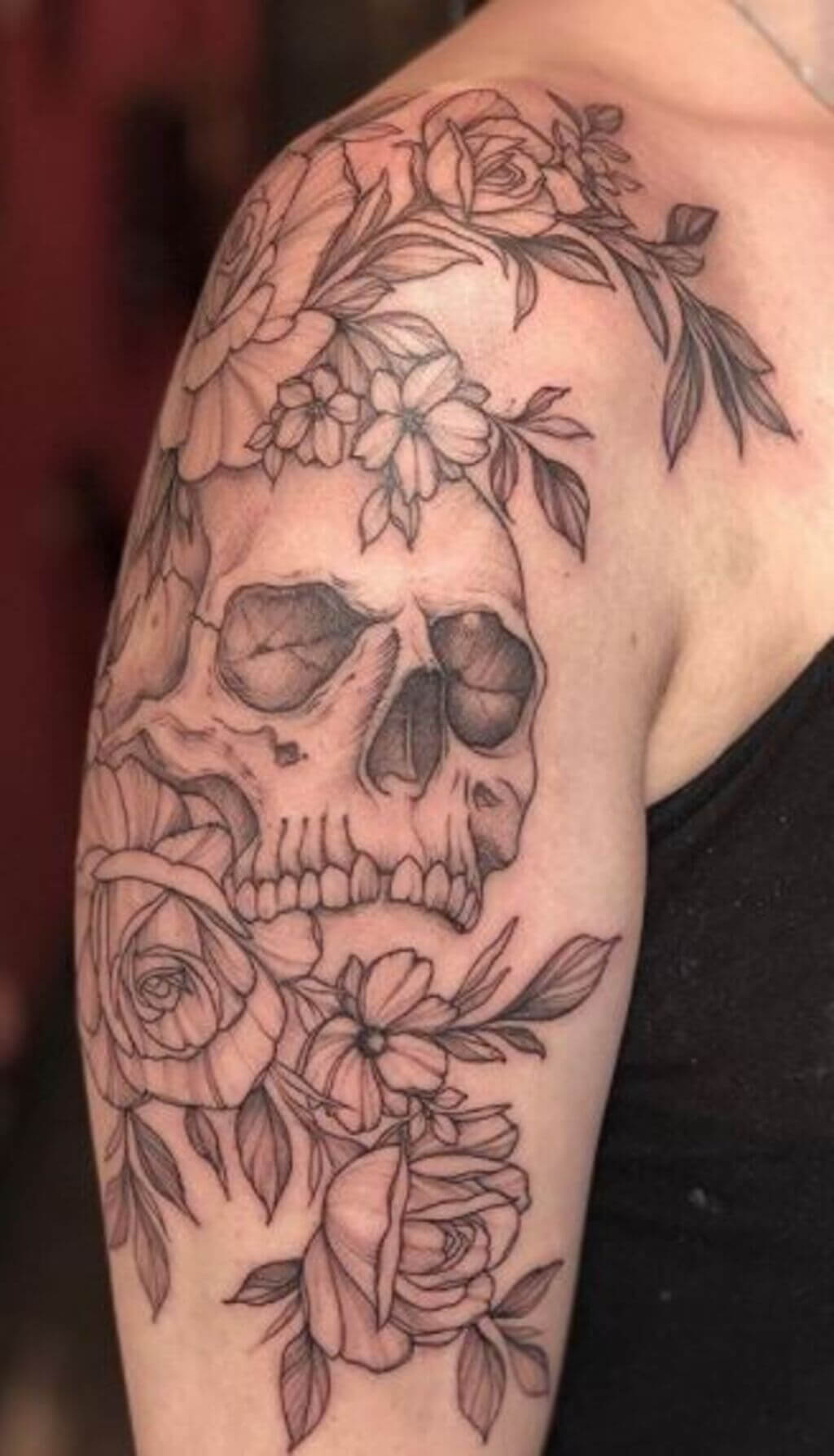 Half Sleeve Tattoo Women of a Skull