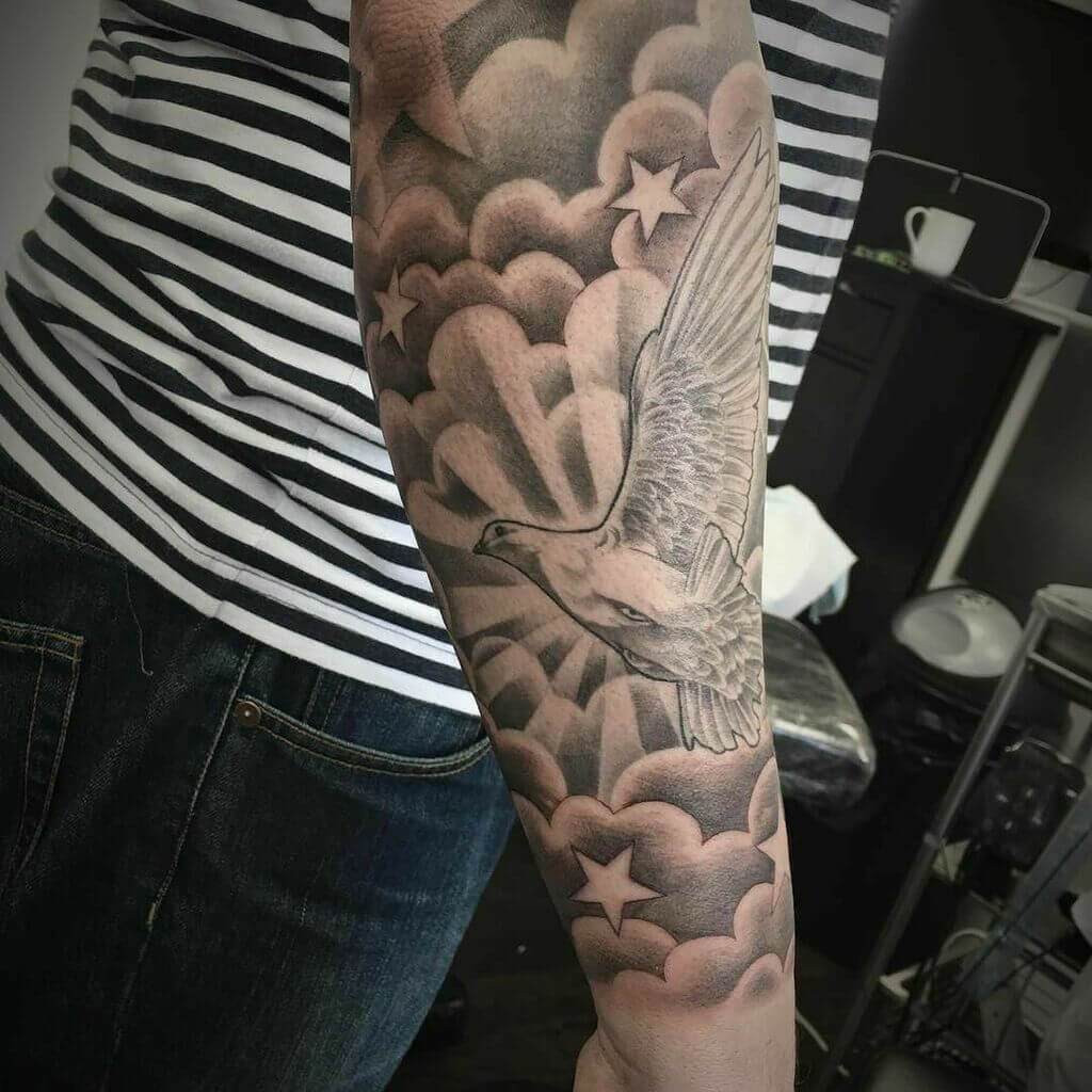 Cloud Unique Half Sleeve Tattoos Womens 