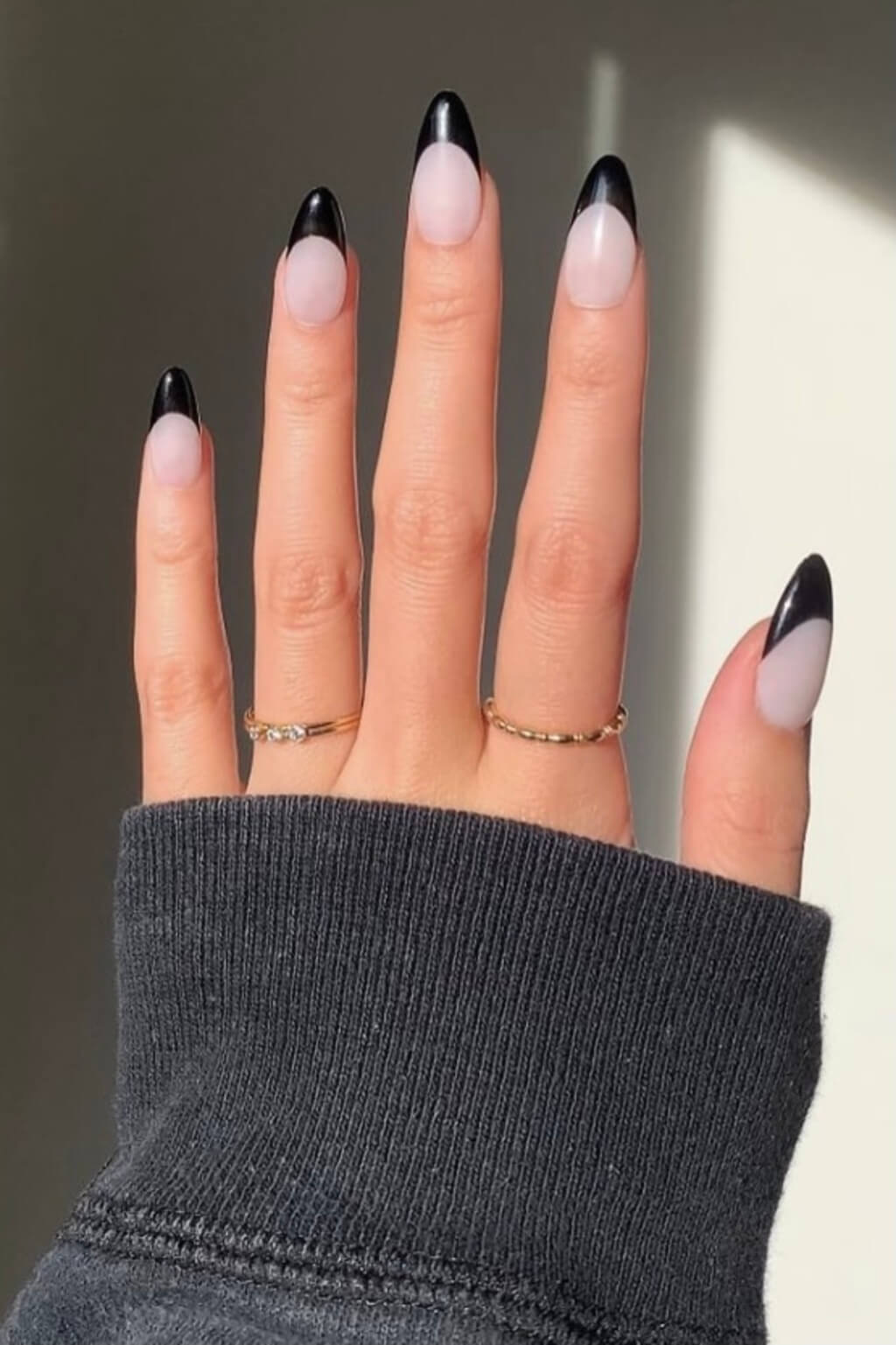 black french tip almond nails