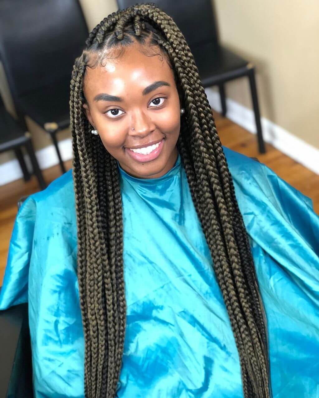 medium length box braids