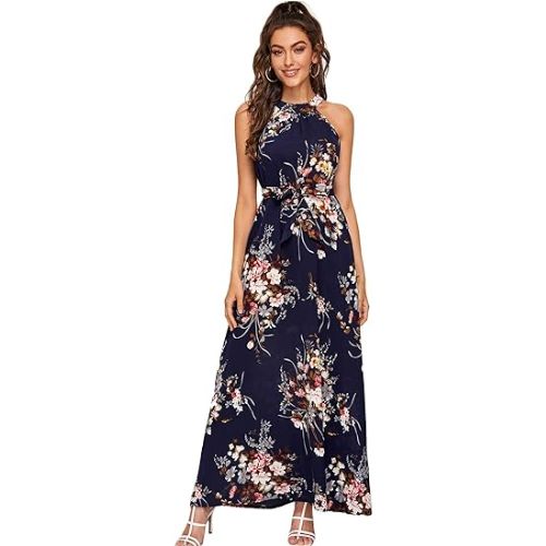 Vintage Floral Maxi Dress for Wedding Guest