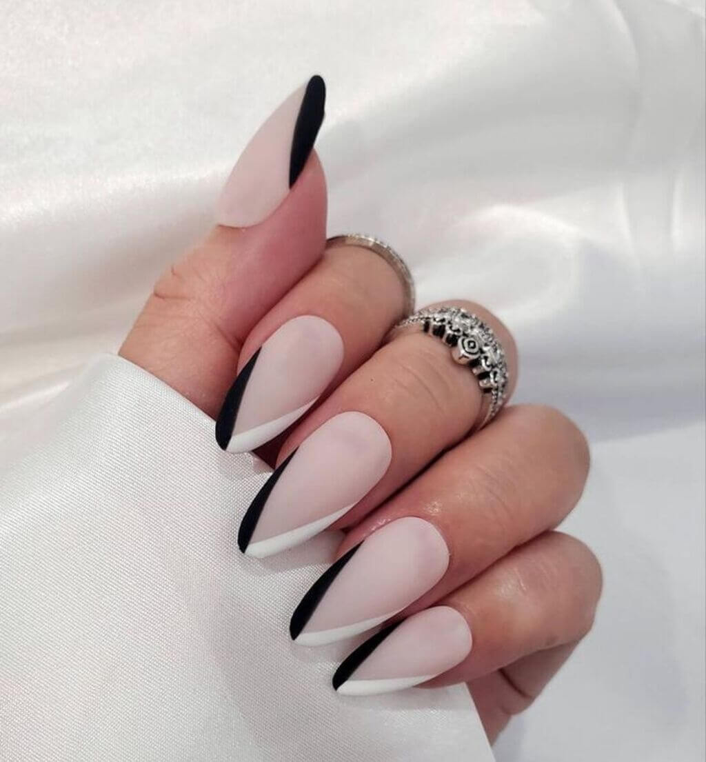 different color french tip nails