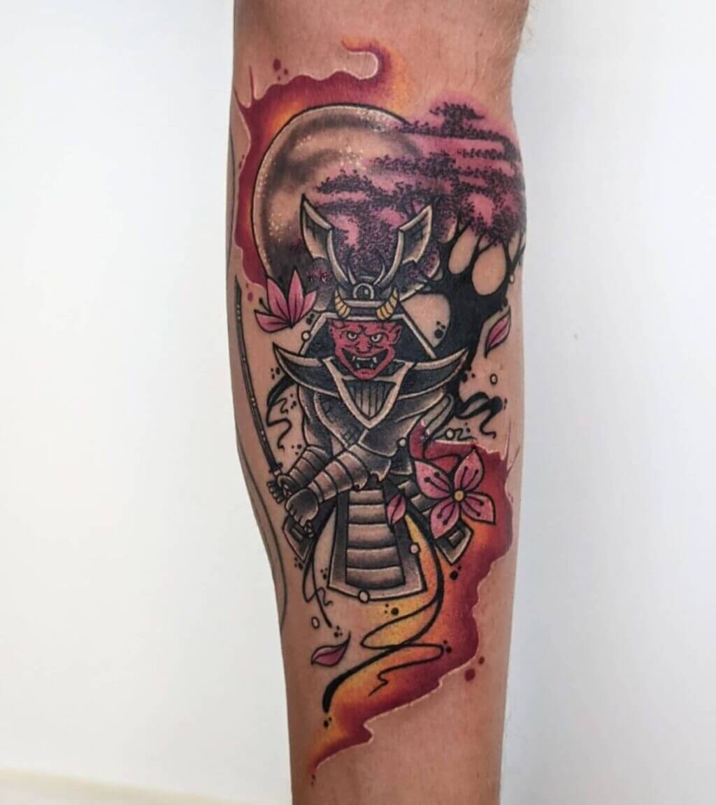 Tattoo uploaded by Garrett Soltysik  Cherry blossom samurai  Tattoodo