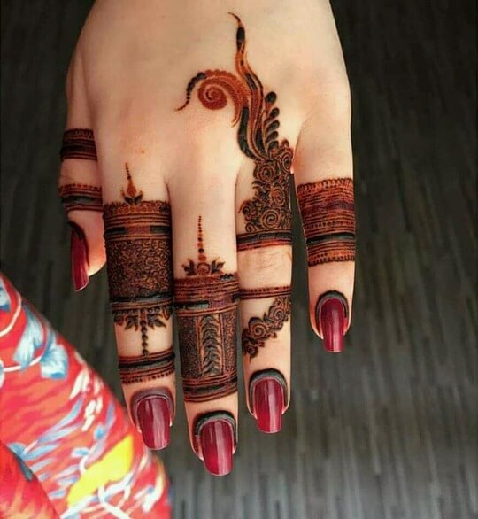 30+ Stylish and Elegant Finger Mehndi Designs - Tikli