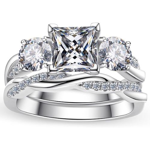CivetCat 2-stone princess cut moissanite wedding ring