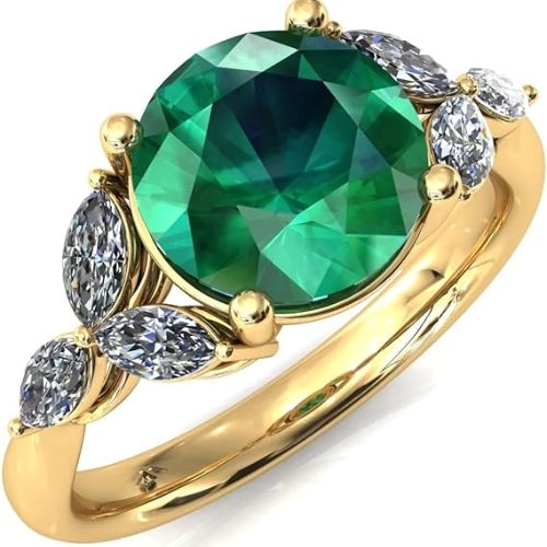 Generic 3.20 Ctw Round cut emerald simulated diamond unique wedding ring