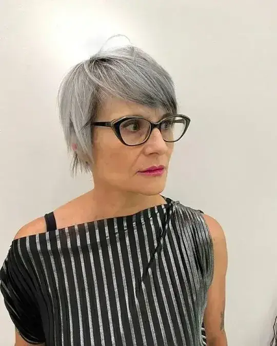 Best Glasses for Older Women with Short Gray Hairstyles 