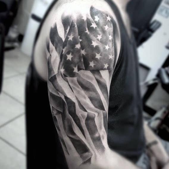 Flag Shoulder Tattoos for Men