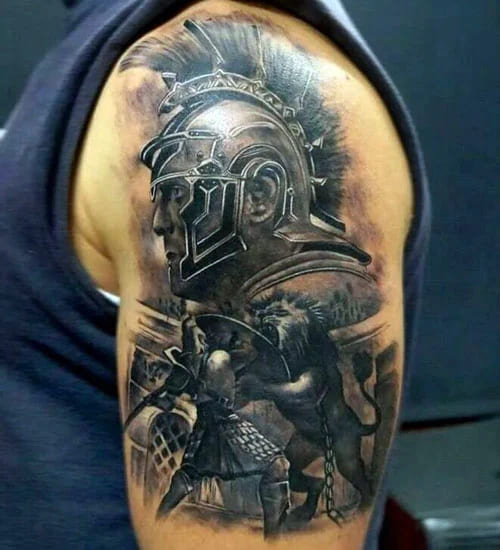 Warrior Shoulder Tattoos for Men