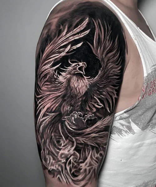 Phoenix Shoulder Tattoos for Men