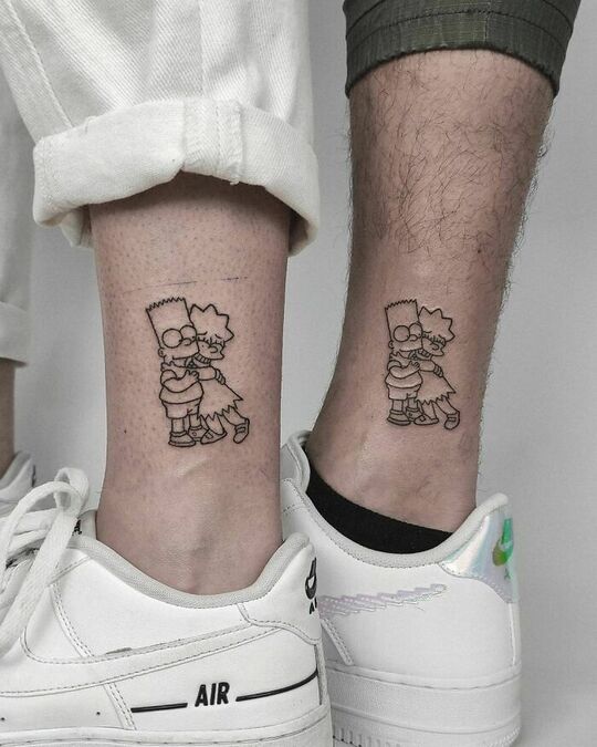 Bart and Lisa Brother and Sister Tattoo