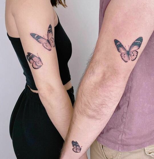 Butterfly Brother and Sister Tattoos