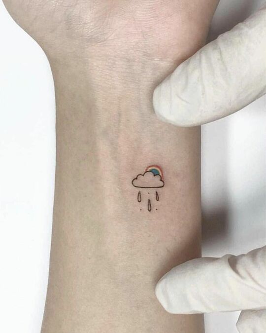 Rain Cloud and Rainbow tattoo