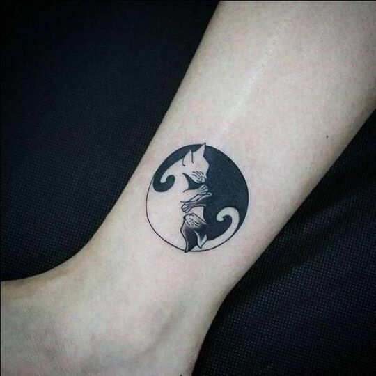 Ying Yang With Cats tatto