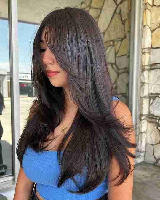 Long layered for black hair